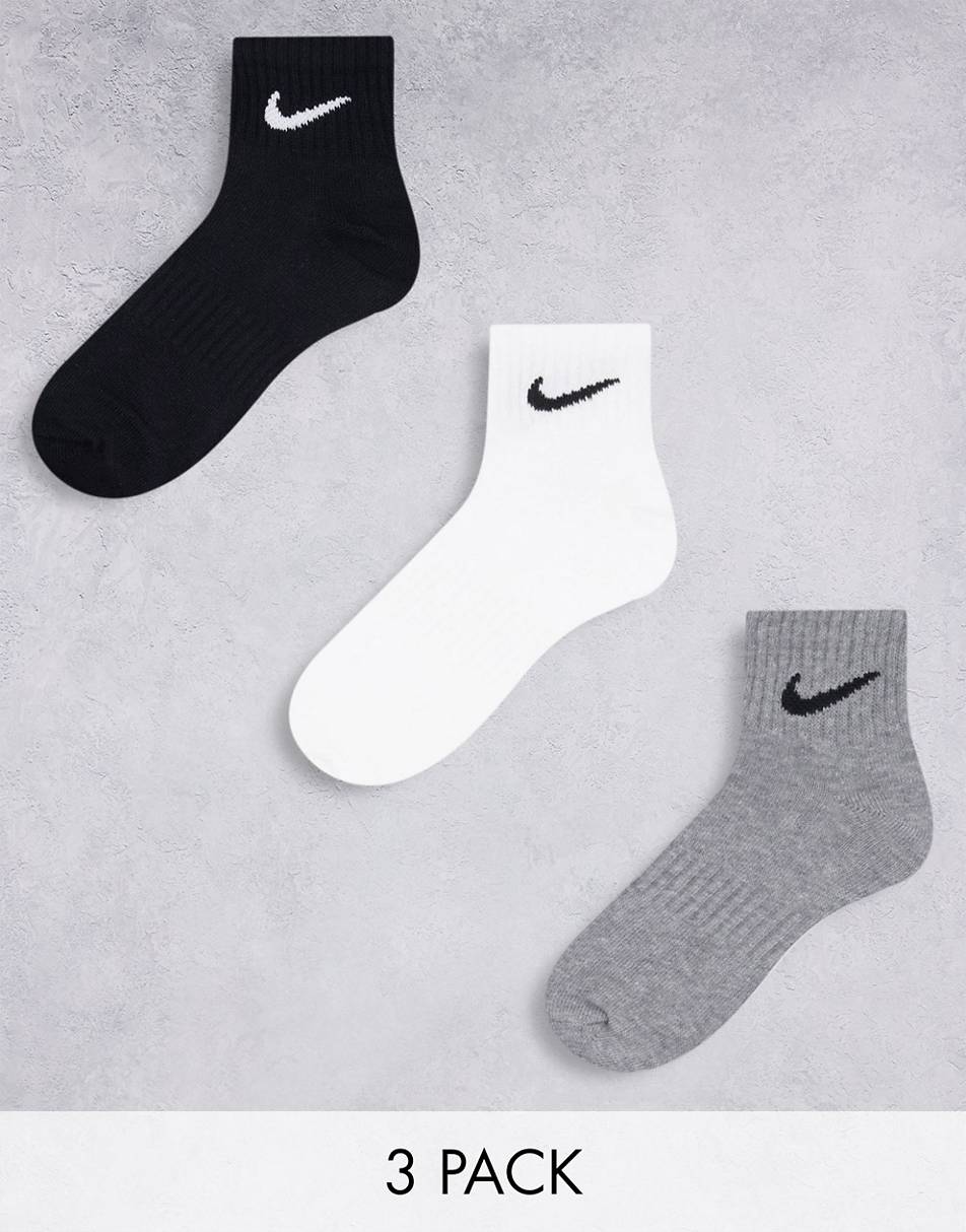 Nike Training unisex cushioned 3 pack crew sock in grey | research.engr ...