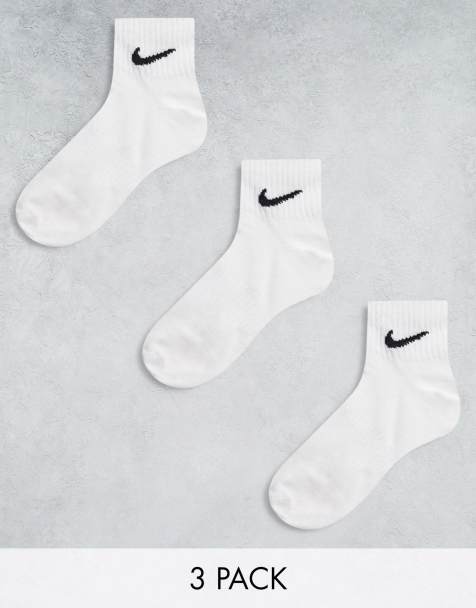 White Womens Medium Everyday Cushion Quarter Socks 3 Pairs, Nike