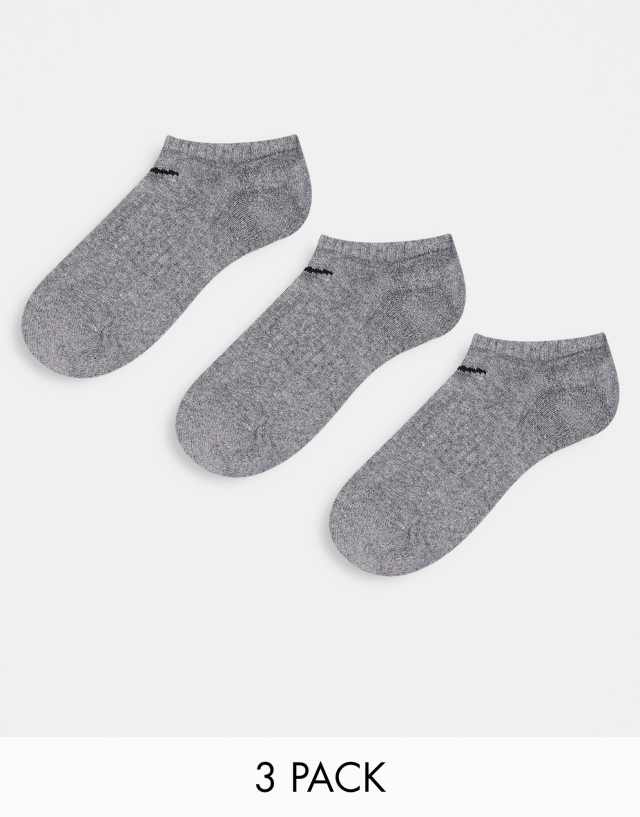 Nike Training 3 pack unisex everyday cushioned sneaker socks in gray