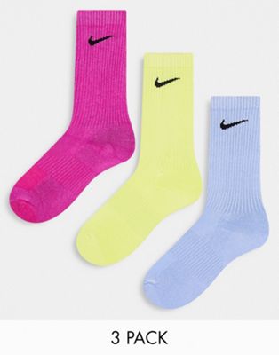 Nike Training 3pk crew socks in blue and yellow | ASOS