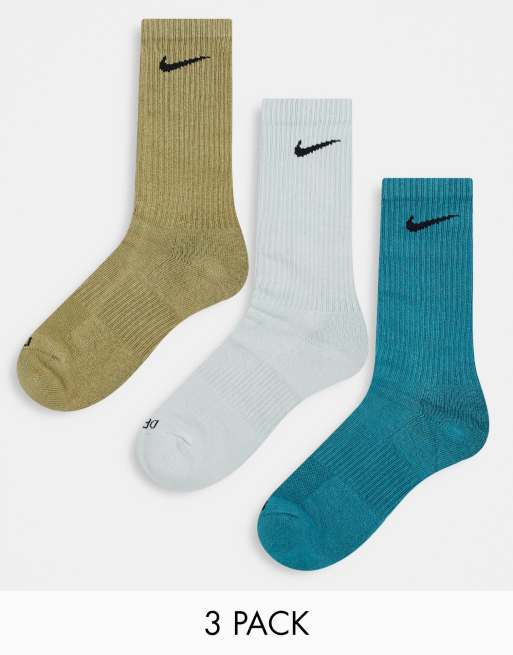 Nike Training 3pk crew socks in green | ASOS