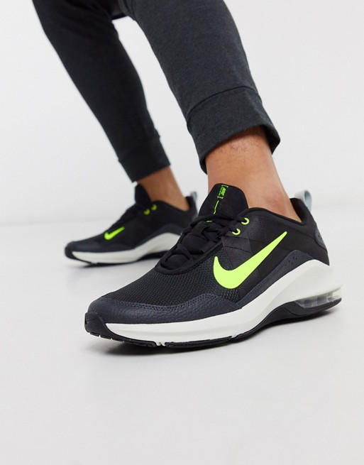 Nike Training Air Max Alpha 2 trainers in black and neon green