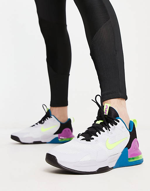 Nike Training Air Max Alpha 5 trainers in white and green | ASOS