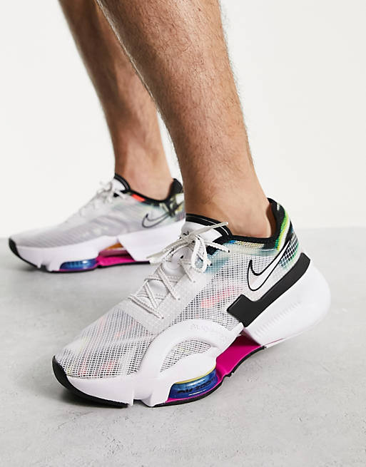 Record pick up animation Nike Training Air Zoom SuperRep 3 sneakers in white/multi | ASOS