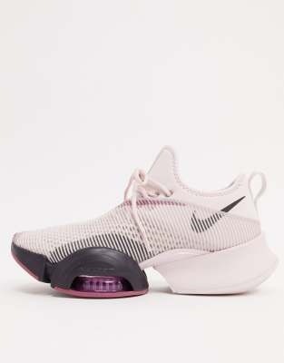 nike training air zoom superrep trainers in rose gold and burgundy