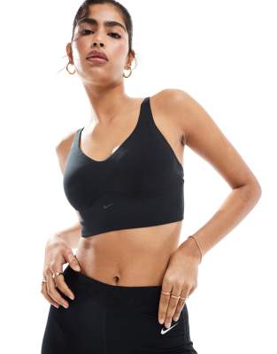 Alate longline medium support sports bra in black