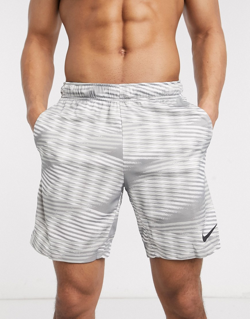 Nike Training all over print shorts in grey-Black