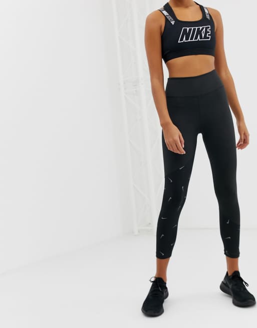 Nike legging shorts in black with mini swoosh, ASOS