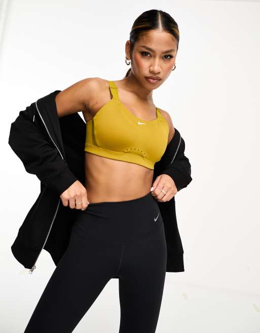 Nike Training Plunge Bra In Yellow, ASOS