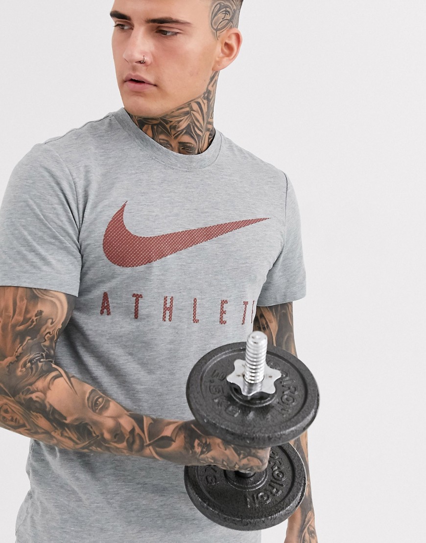 Nike Training – Athlete – Grå t-shirt med swoosh-logga