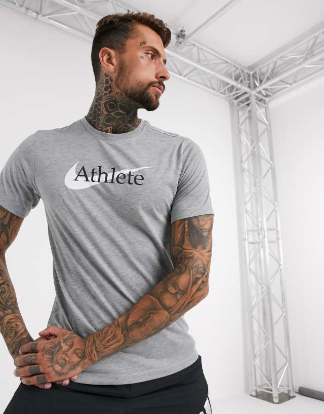 Nike Training athlete logo t-shirt in grey