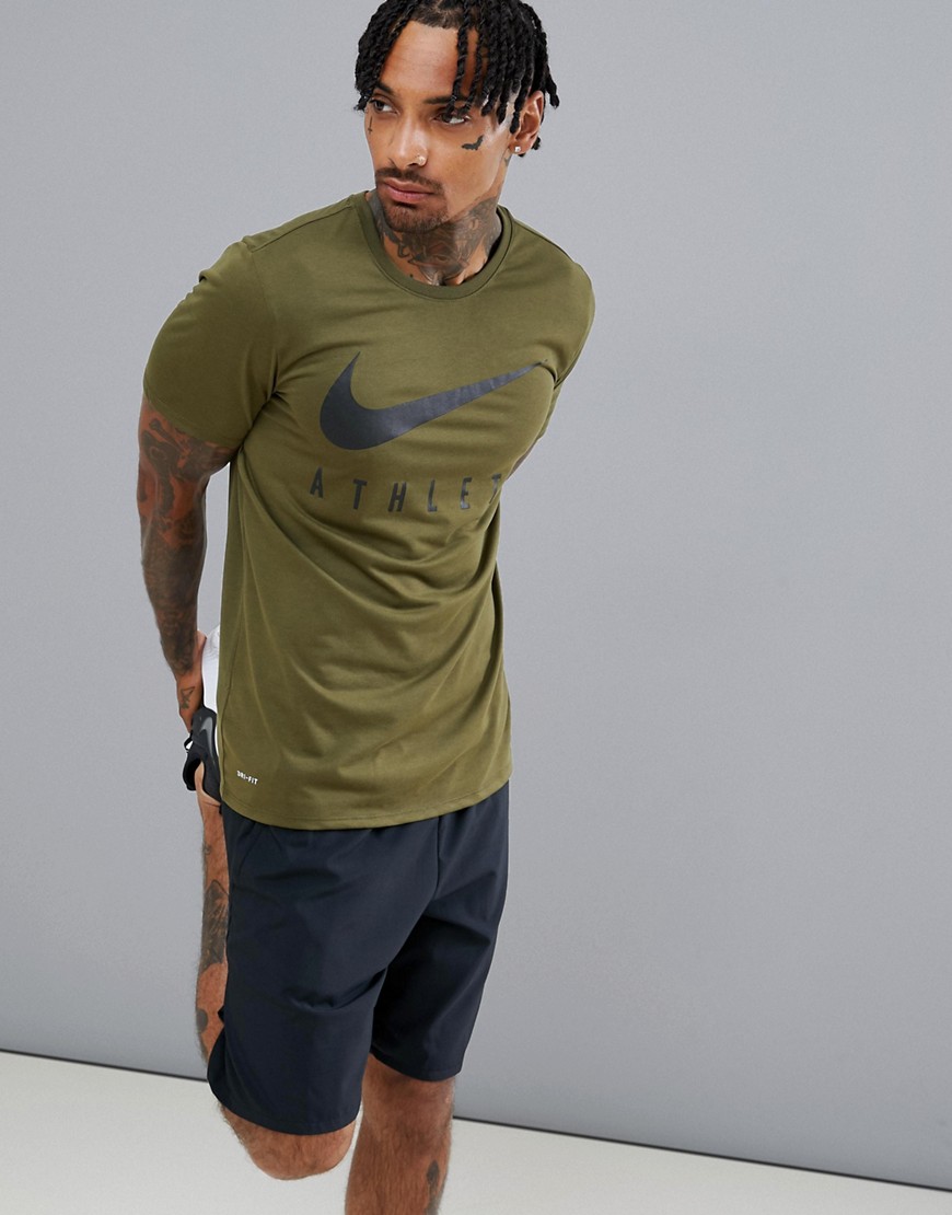 Nike Training Athlete T-Shirt In Khaki 739420-395-Green