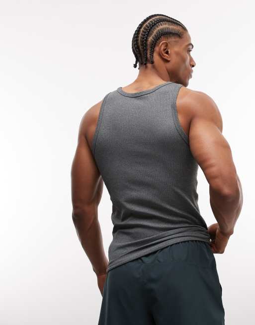 Nike Training Athletic Club ribbed vest in grey, 5 of 5