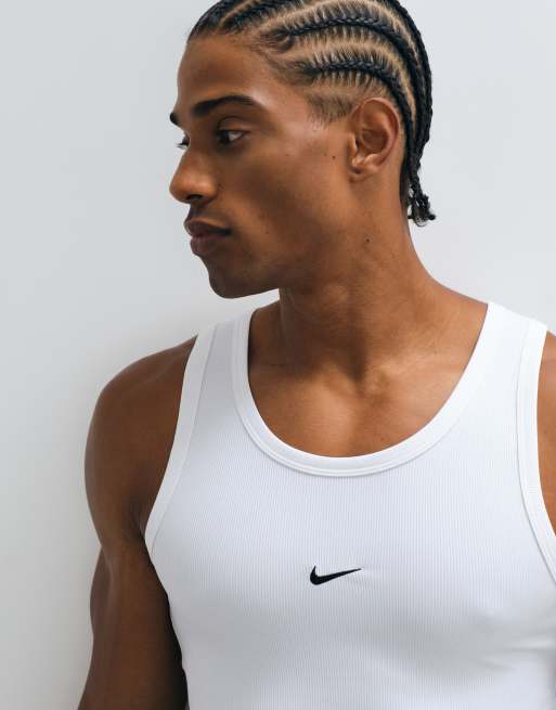 Nike Training Athletic Club ribbed vest in white, 3 of 5