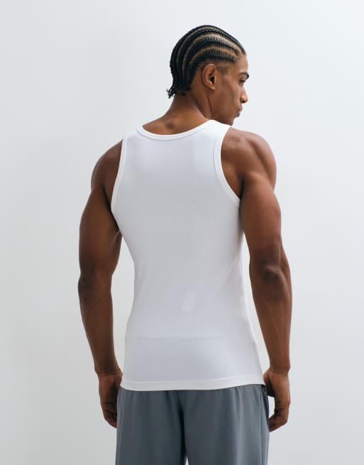 Nike Training Athletic Club ribbed vest in white, 5 of 5