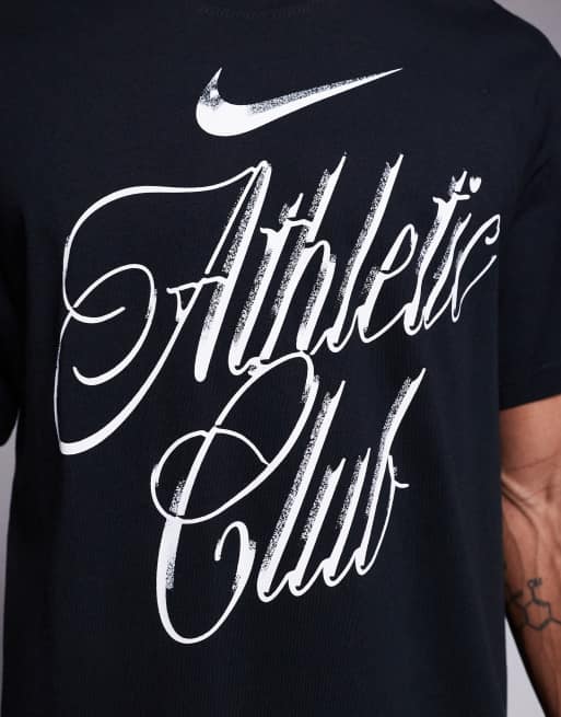 Nike Training Athletic Club script graphic logo t-shirt in black, 5 of 5