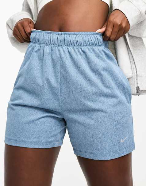 Nike Women's New Light Blue Baggy Running Shorts on Sale