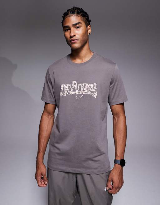 Nike Training back print graphic t-shirt in grey, 3 of 5