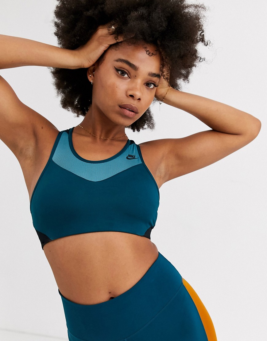 Nike - Training - Beha in groenblauw