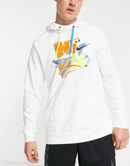 Nike Training – Biała bluza z kapturem i grafiką inspirowaną latami 90.
