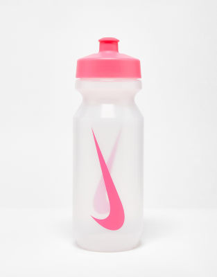 Thumbnail - Nike Training - Big Mouth 2.0 - Transparente Wasserflasche mit Swoosh-Logo in Rosa, 625 ml-Weiß