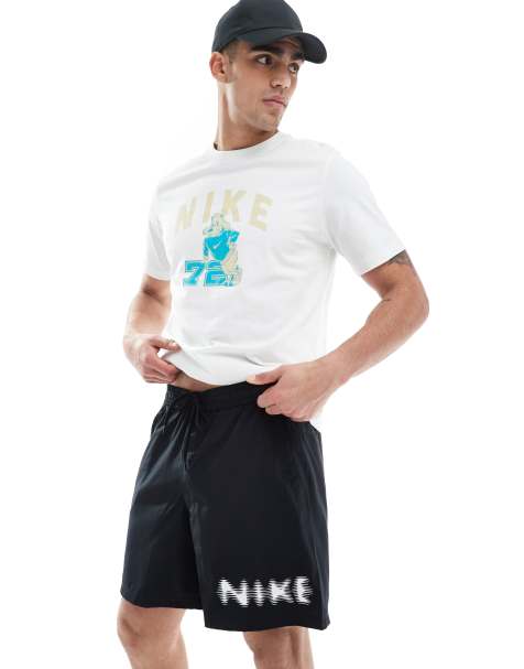 Nike Training blurred swoosh graphic 7 inch shorts in black - view 1