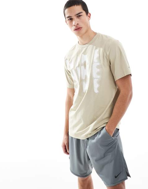 Nike Training blurred swoosh graphic t-shirt in beige - view 1