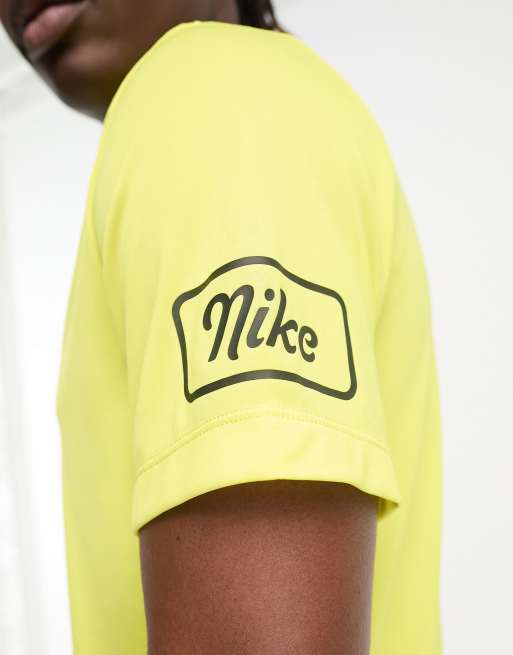 Nike Training Body Shop Dri Fit t shirt in yellow