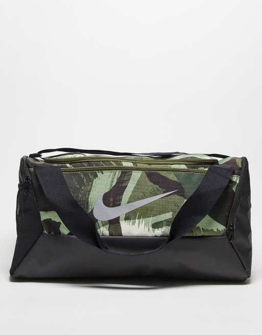 Nike Brasilia Camo Training Duffel Bag Khaki / Rough Green - White