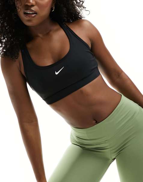 Nike - Training - Brassière de sport à soutien léger et logo virgule - Noir - view 1