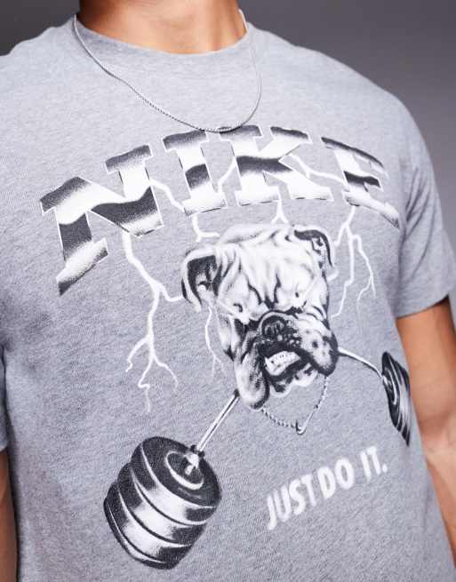 Nike Training bulldog graphic T-shirt in gray
