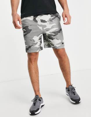 nike training dry camo shorts in grey