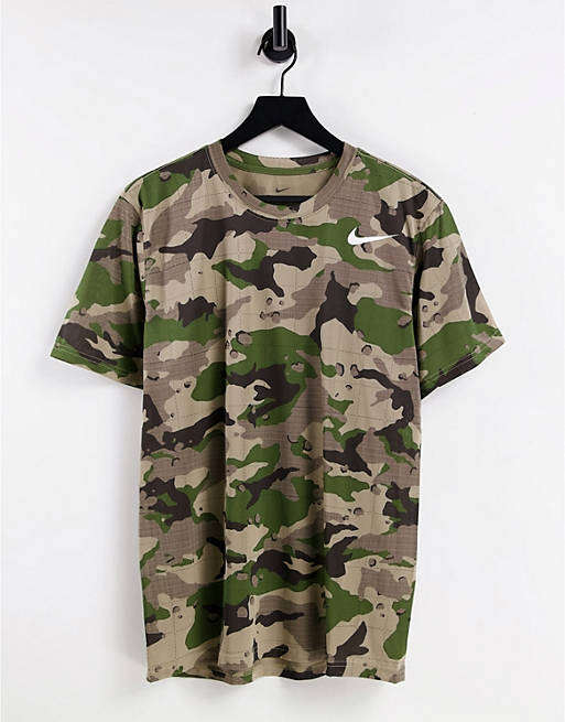 T-Shirts & Vests Nike Training Camo all over print t-shirt in khaki 
