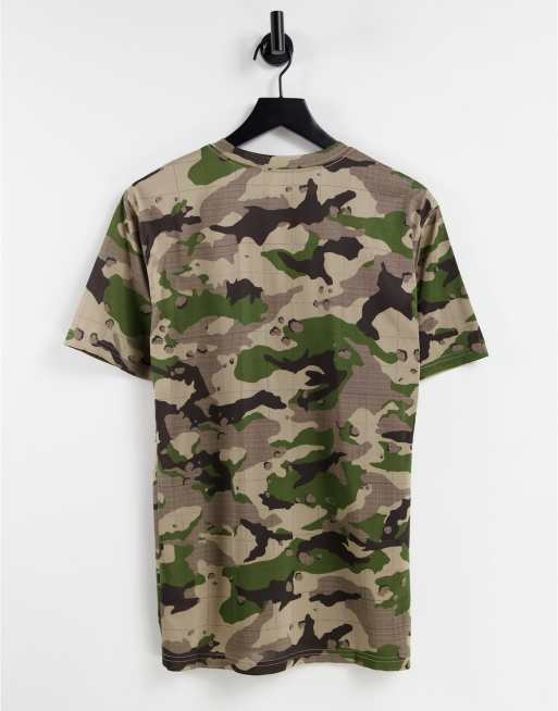 Nike Training Camo all over print t shirt in khaki