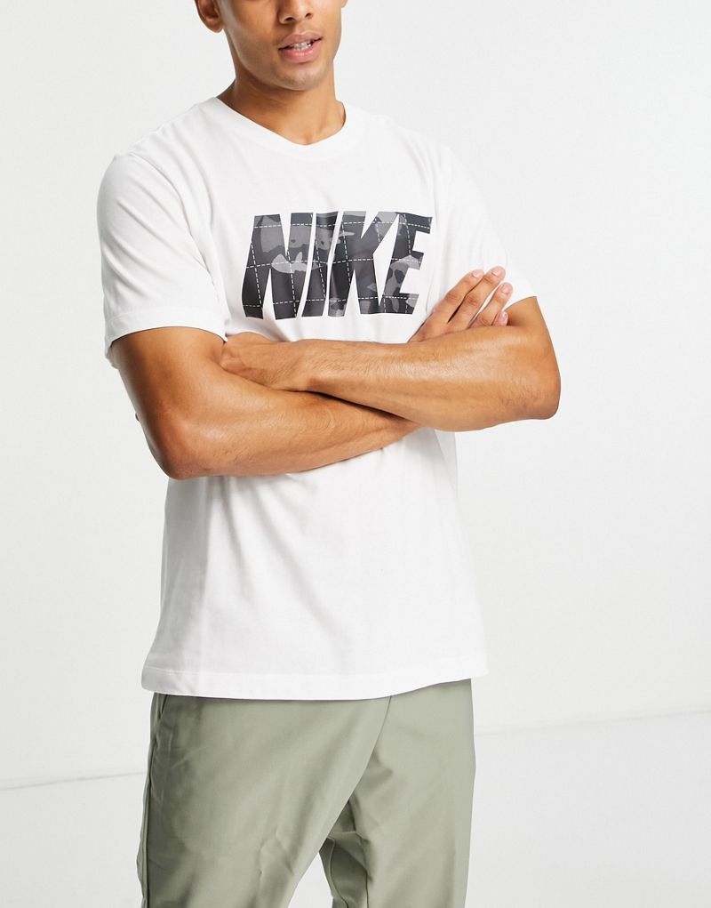 Nike Training Camo Dri-FIT graphic logo T-shirt in white - ibp.sg