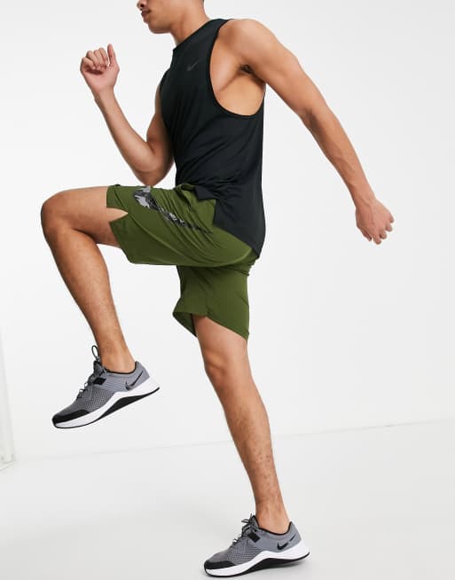 Nike - Training - Camo Flex - Geweven short in kaki