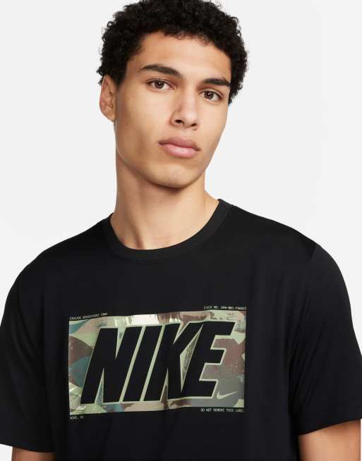 Nike Training camo graphic t shirt in black