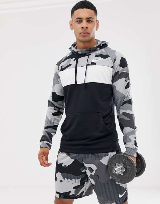 Nike Training camo hoodie in grey