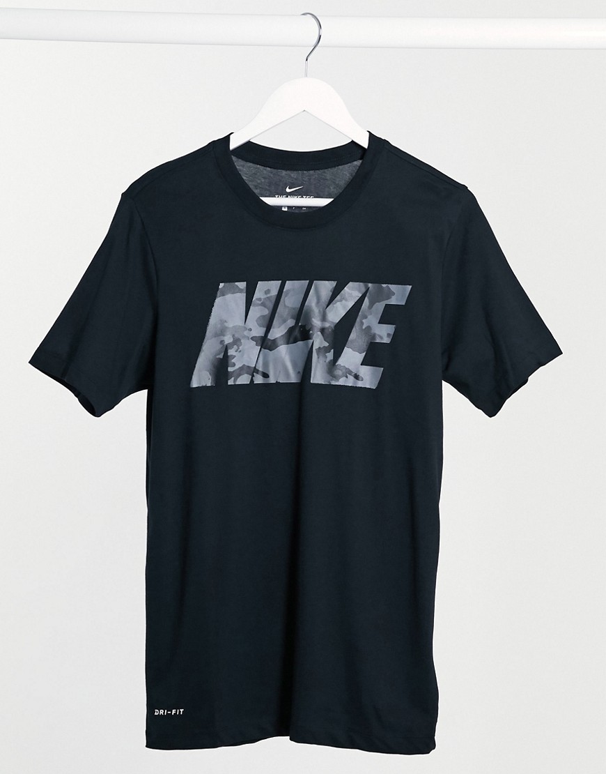 Nike Training camo large logo t-shirt in black