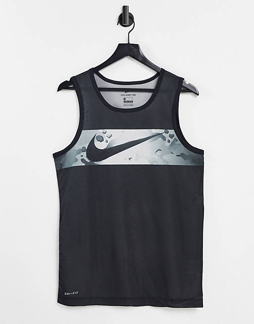 Nike Training Camo panel tank in black | ASOS
