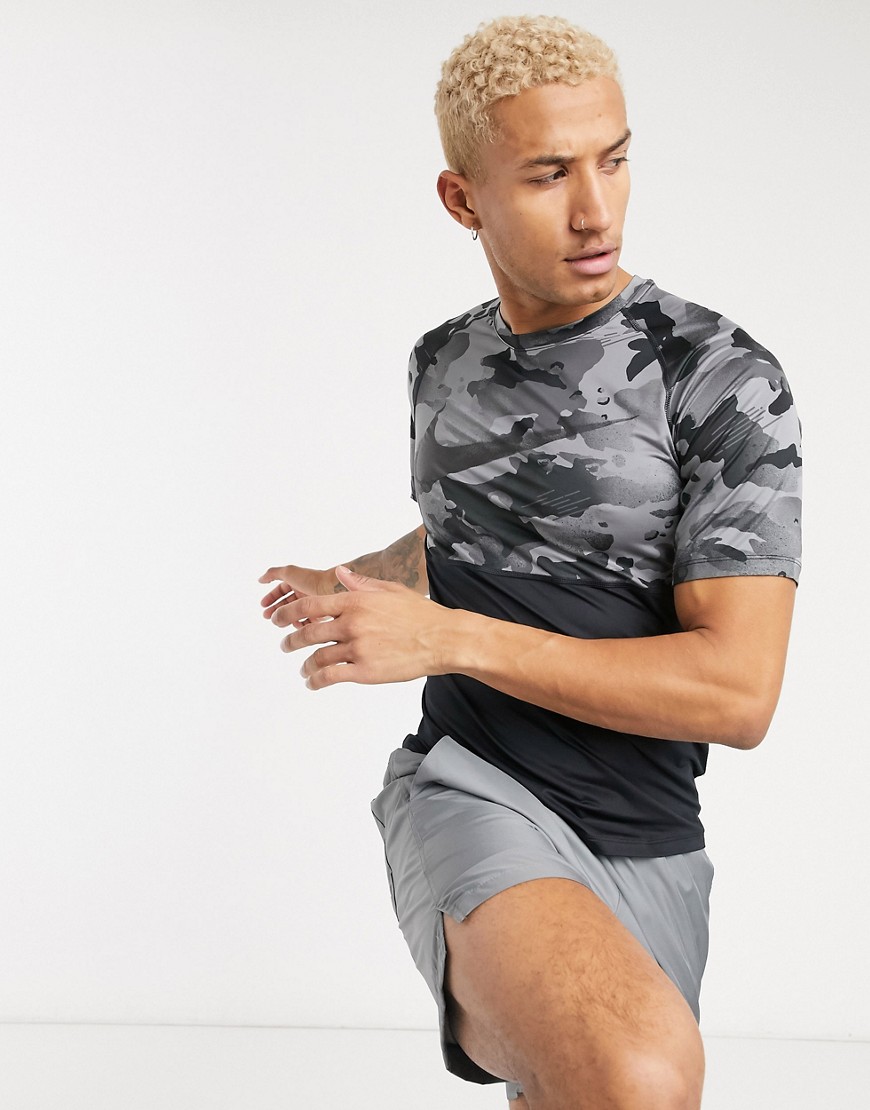 Nike Training camo swoosh baselayer t-shirt in black