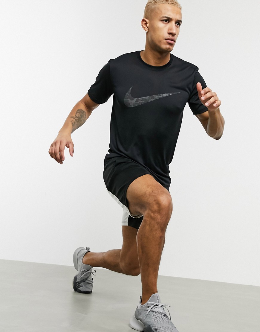 Nike Training camo swoosh t-shirt in black