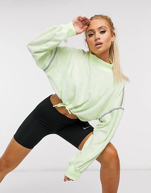 Nike Training City Ready cropped fleece crew in volt