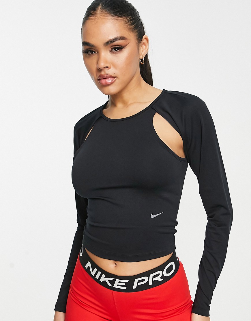 Nike Training City Ready Dri-FIT cut out long sleeve top in black