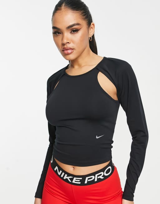 Nike Training City Ready Dri-FIT cut out long sleeve top in black | ASOS