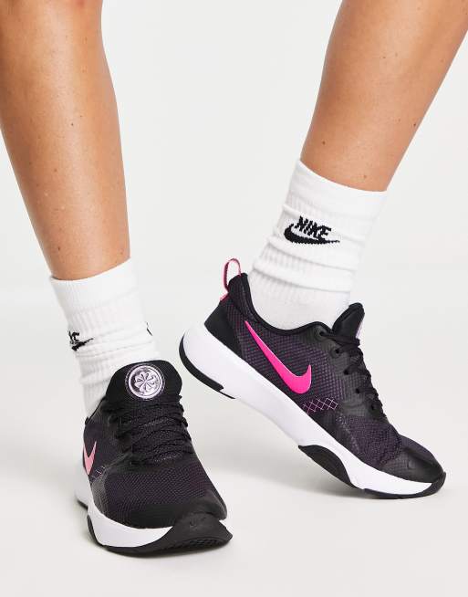 Nike Training City Rep TR sneakers in black hyper pink