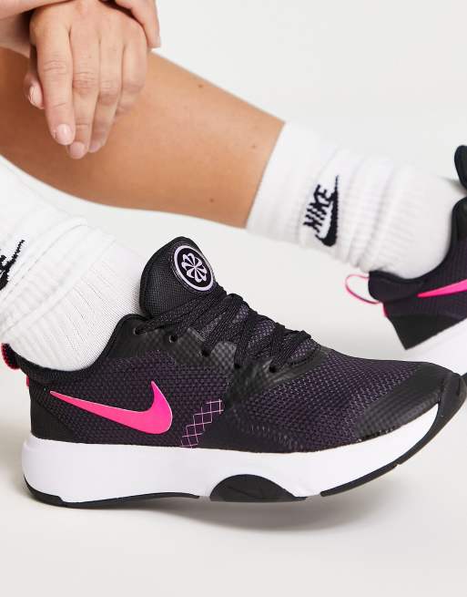 Nike Training City Rep TR sneakers in black hyper pink