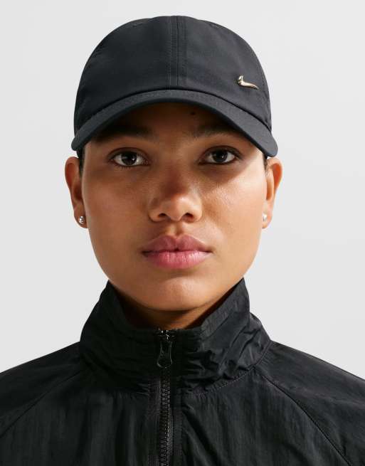 Nike Training Club cap with metallic swoosh in black and gold | ASOS