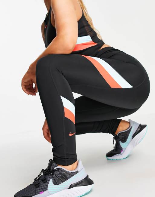 Download Nike Training color block stipe 7/8 leggings in black | ASOS