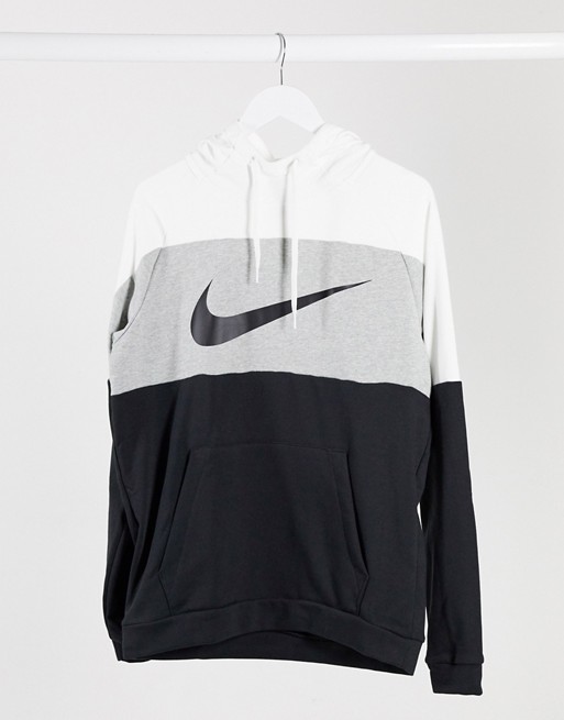 Nike Training colourblock swoosh hoodie in grey